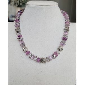 Napier Shades of Purple and Silver Acrylic Bead Necklace with 3" Extender